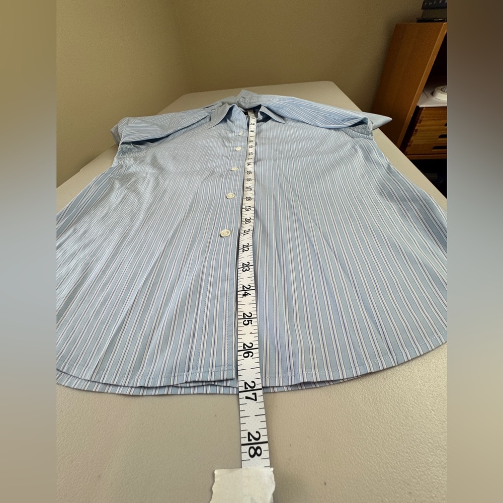 Theory Blue White Striped Button Down Shirt Lightweight Long Sleeve Blouse M - Picture 11 of 14